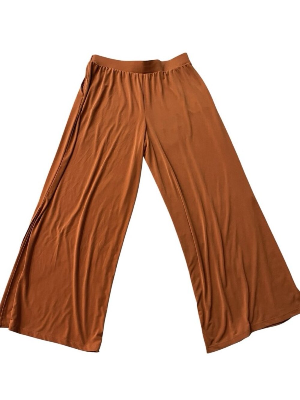 G by Giuliana Womens Casual Wide Leg Pants Burnt Orange Oversized Comfy Pull On
